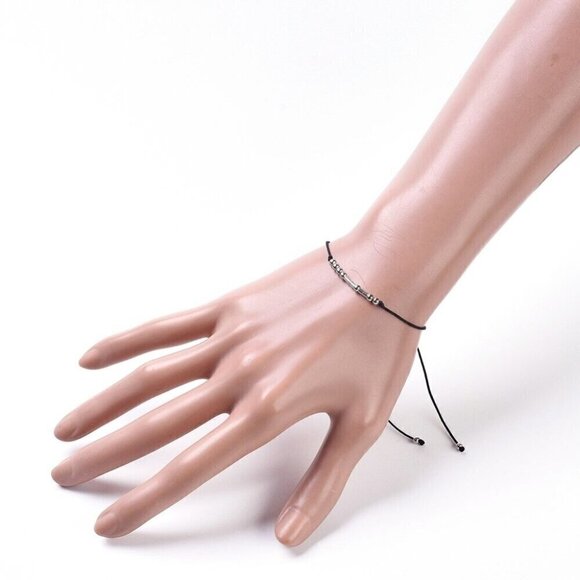 Inspirational Hope Handcrafted Silver Black Unisex Morse Code Bracelet - Picture 5 of 5